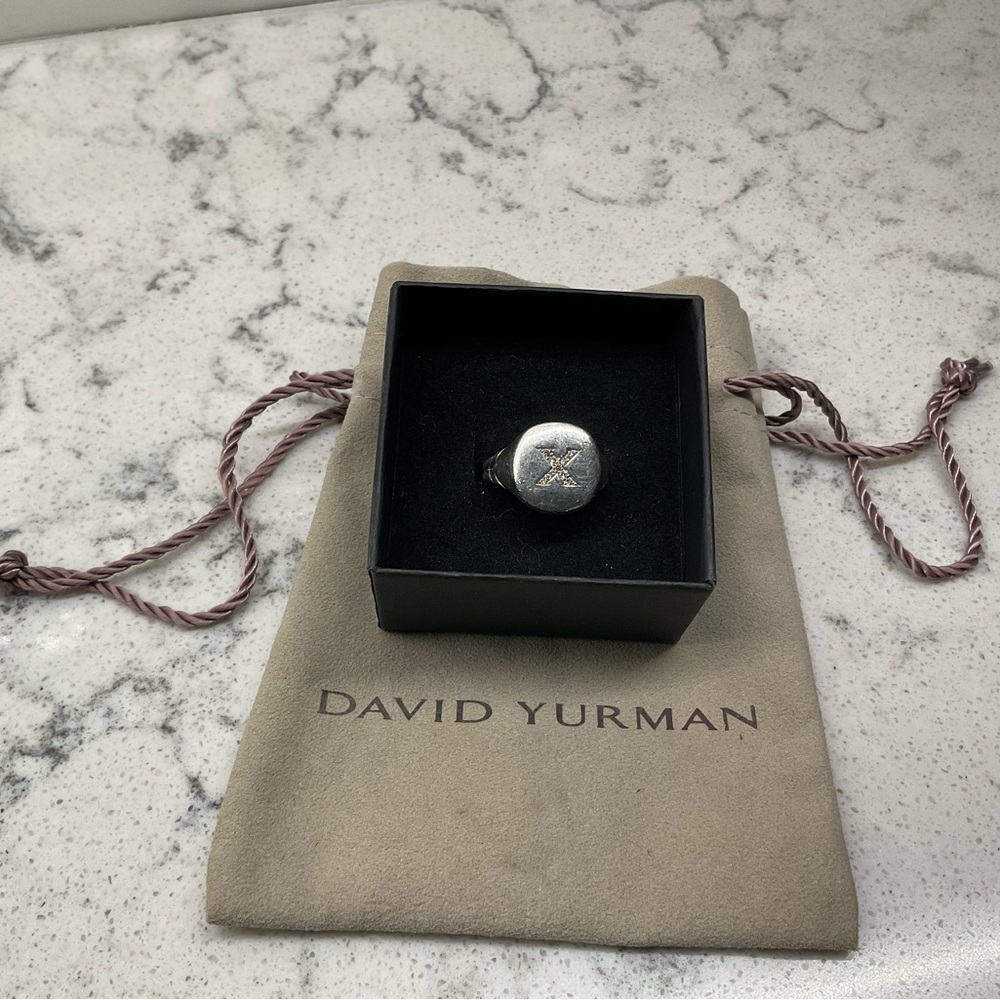 Authentic David Yurman Silver Iconic X Collection Signet Ring